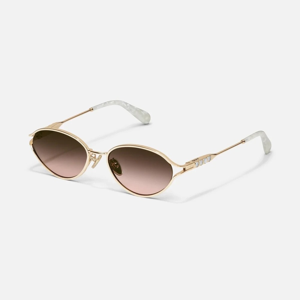 Quay Australia Formal Affair Adorned Sunglasses Brown Gold Oval Limited Edition